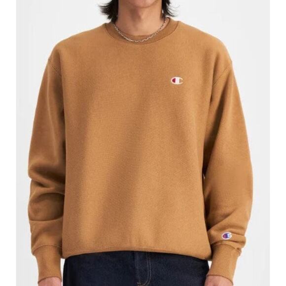 Champion Reverse Weave Men's Crewneck Sweatshirt Brown - Size L - Picture 1 of 7
